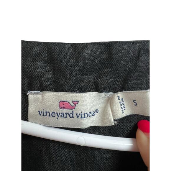 Vineyard Vines Women's Black Sleeveless Linen V-Neck Tassles Top Small - Picture 2 of 9
